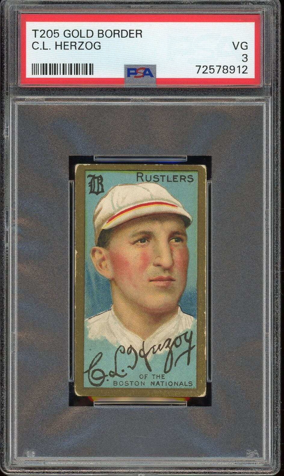 1911 T205 Gold Border Baseball C.L. Herzog PSA 3 *d2