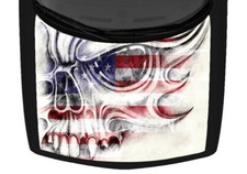Grunge Skull USA American Flag Hood Wrap Truck Vinyl Decal Car 58