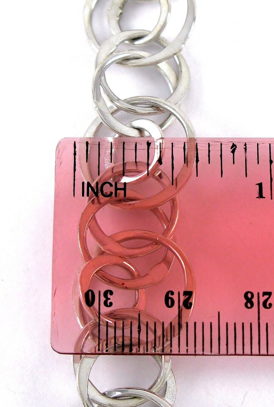 Solid Sterling Silver 925 Circle Link 19" Necklac… - image 12