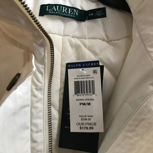 NWT Lauren Ralph Lauren Women's Hooded Jacket Filled Coat White Cream S $298 - Picture 5 of 9