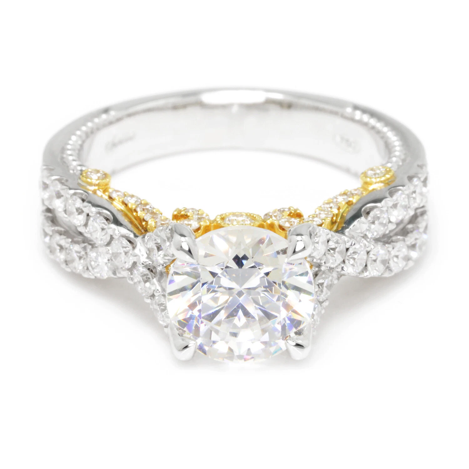 Bague de fiançailles diamant ronde Supreme Twist semi monture 18K CONVIENT POUR 2CT