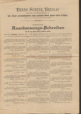 BRESLAU, Prospekt, Benno Schenk Kauf Versand Ausstattungshäuser Weberei Appretur