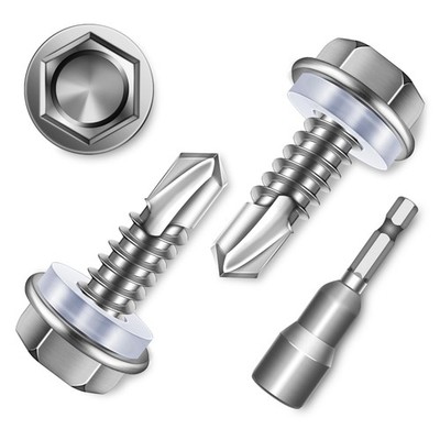 #12 x 3/4 Inch Sheet Metal Screw 410 Stainless Steel Self Drilling 100 PCS