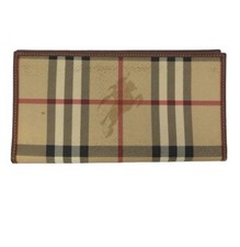 Burberry London Long Wallet Nova Check Canvas Leather Trim