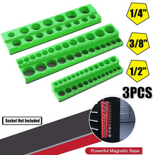 3PCS Magnetic Socket Organizer Storage Holder Set 1/4 3/8 1/2" Imperial 68 Slots
