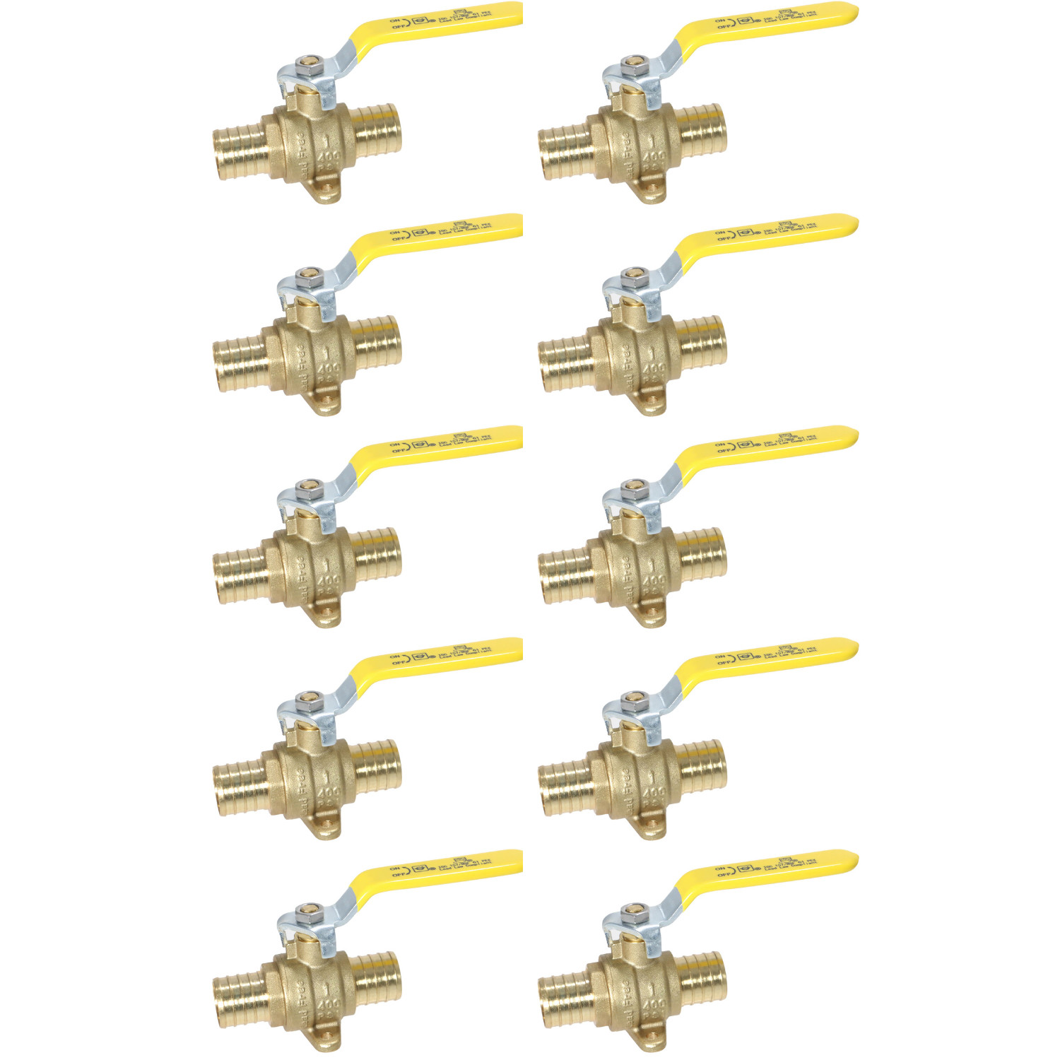 10 Pack  XFITTING 1" Pex B Ball Valve with Drop Ear, 1" Pex Ball Valve w. Ear