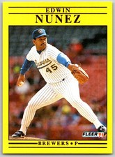 ⚾ 1991 Fleer Update #U-32 Edwin Nunez Milwaukee Brewers