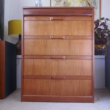 Vintage 1970s Elliotts of Newbury Teak Chest of 5 Drawers / Tallboy Mid Century