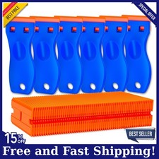6 Pcs Plastic Razor Blade Scraper and 100 Pcs Blades, Remove Label Decal Tool...