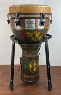 Remo Leon Mobley Signature Djembe Drum African Art Brown Wood