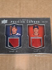 2008 UD Premier Combos Dual Patches Silver Joe Mauer Jeff Francoeur Twins #48/50