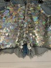 Topshop Moto Mom Sequin Front Denim Shorts Blue/Silver Women’s Size 18 Pockets — photo 3