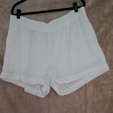 Old Navy Linen-Viscose Pull-On Shorts XL White Elastic Waist Pockets Relaxed