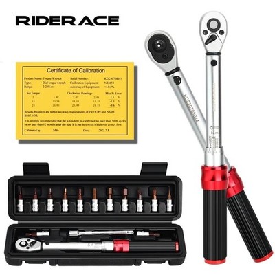 RIDERACE 15-tlg Fahrrad Drehmomentschlüssel Set 1/4'' 2-24Nm Motorradschlüssel Werkzeugset