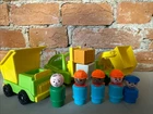 Vintage Fisher Price Little People Construction Forklift Dump Truck Lot