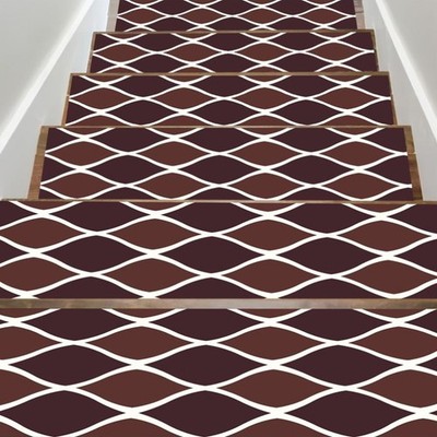 3/7/15 Pack Geometric Wave Pattern Thickened Stair Treads, 8 Inches X 30 Inche