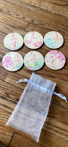 Baby girl wooden sea themed double sided milestone markers