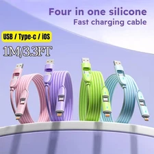 100W Multi Charging Cable 4 in 1 Multiple USB Fast Charger For iPhone Type C