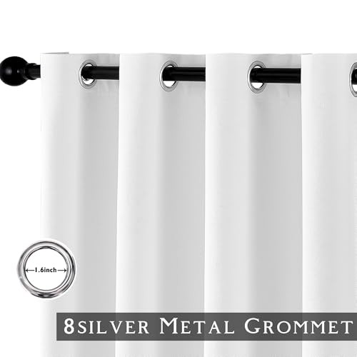  100% Blackout Solid Curtains 63 Inches Long 52"W x 63"L (Pack of 2) Pure White