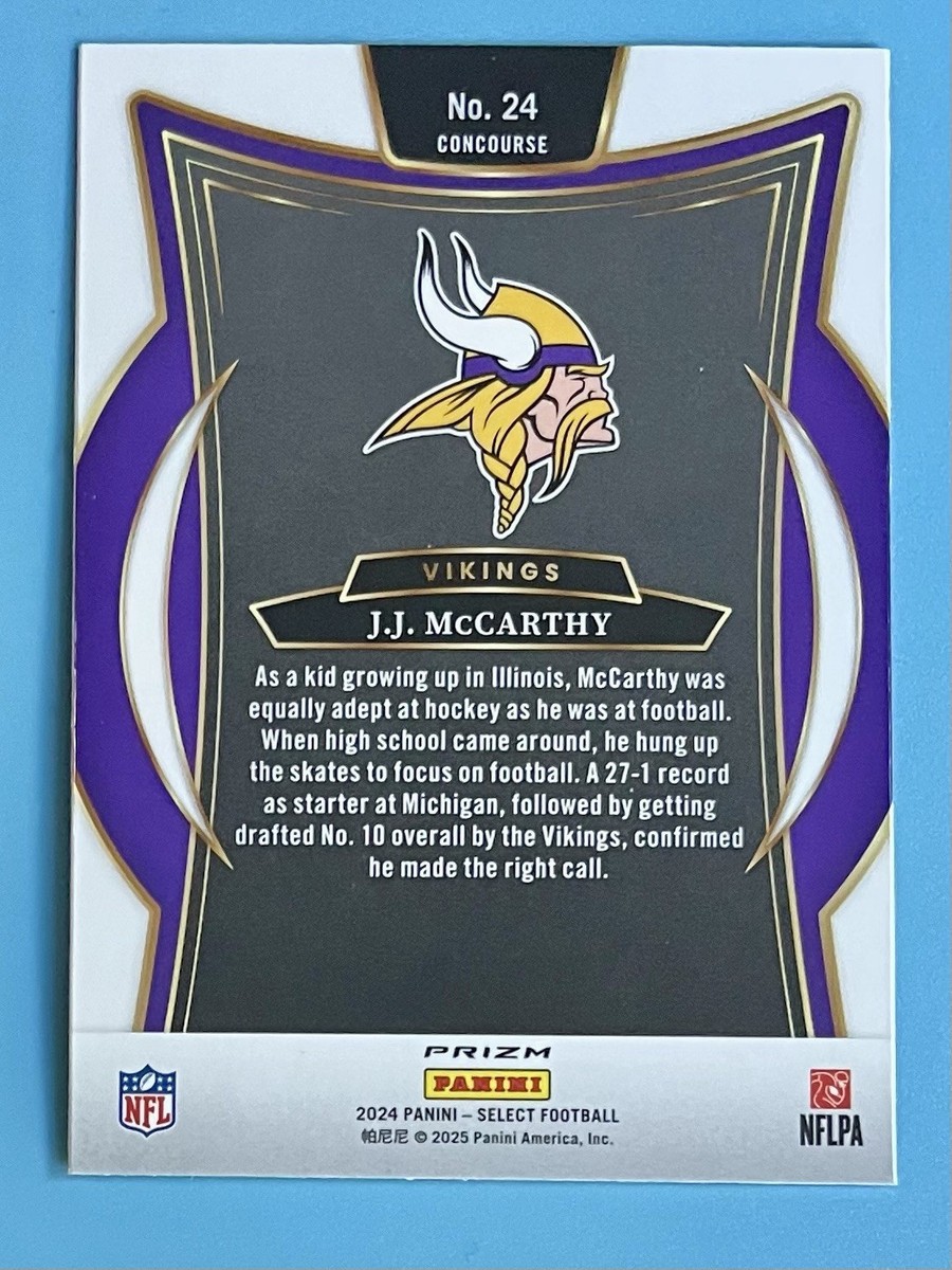 2024 Panini Select J.J. McCarthy Concourse RC Red and Yellow Prizm