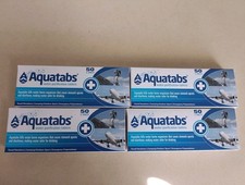 4 x Aquatabs Water Purification (200 Tablets Total) Travel/Vacation 8/28 Emergen