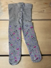 Smartwool Tights Baby Infant toddler Size 6-18 mos, Gray w/ Pink Purple Flowers