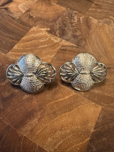 Vintage Coro Silver Tone Costume Jewelry Clip On Earrings