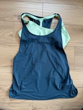 Prana Teal Layered Activewear S Laria Tank Top Built in Bra Flowy 80 retail
