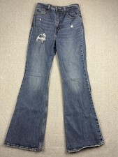 Levi's 70s High Flare Jeans Womens 26 Blue Medium Wash High Rise Distressed