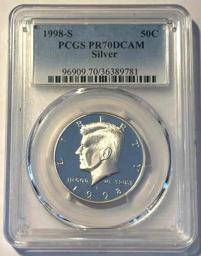 1998s Kennedy Silver Proof Half Dollar PR70DCam PCGS, Free Shipping!