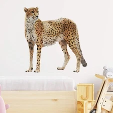 Lifelike Standing Cheetah Wall Decal Nursery Tropical Animal Leopard C 