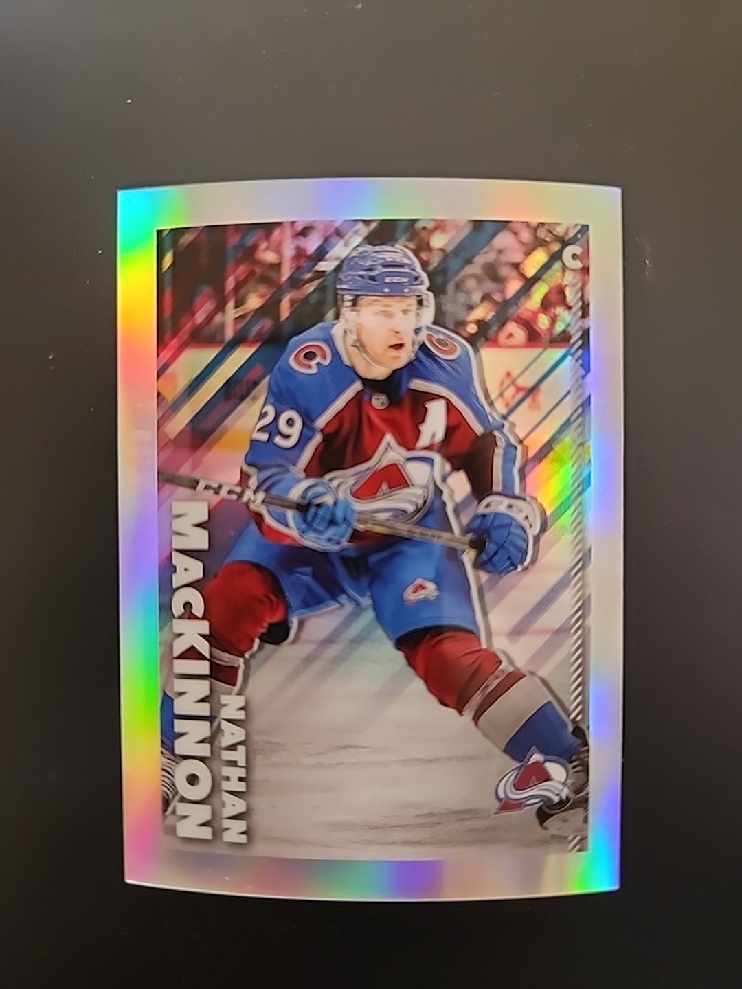 2022-23 Topps Chrome Refractor Sticker #125 NATHAN MACKINNON /99 MADE Avalanche