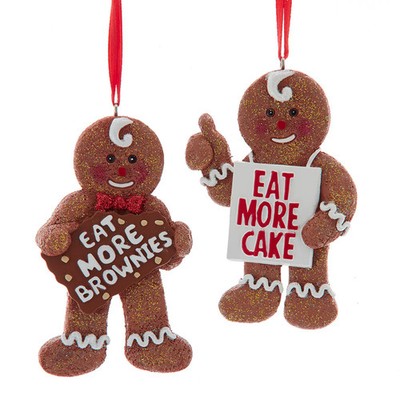 Kurt Adler Gingerbread ''Eat More'' Ornament Set H5918