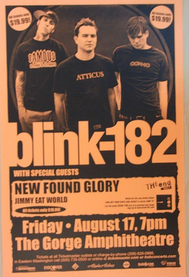 Blink-182 New Found Glory Jimmy Eat World 2001 Gorge Concert Flyer