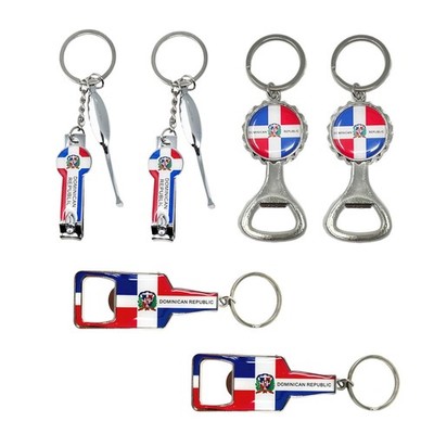 TSY TOOL 6 Pack Dominican Republic Country Metal Keychain, 4 Bottle Opener, D...