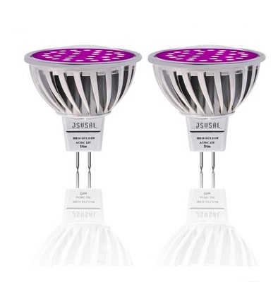 Plant Grow Light Bulb,6W Full Spectrum Grow Lamp,Purple Light,MR16 GU5.3 AC/D...