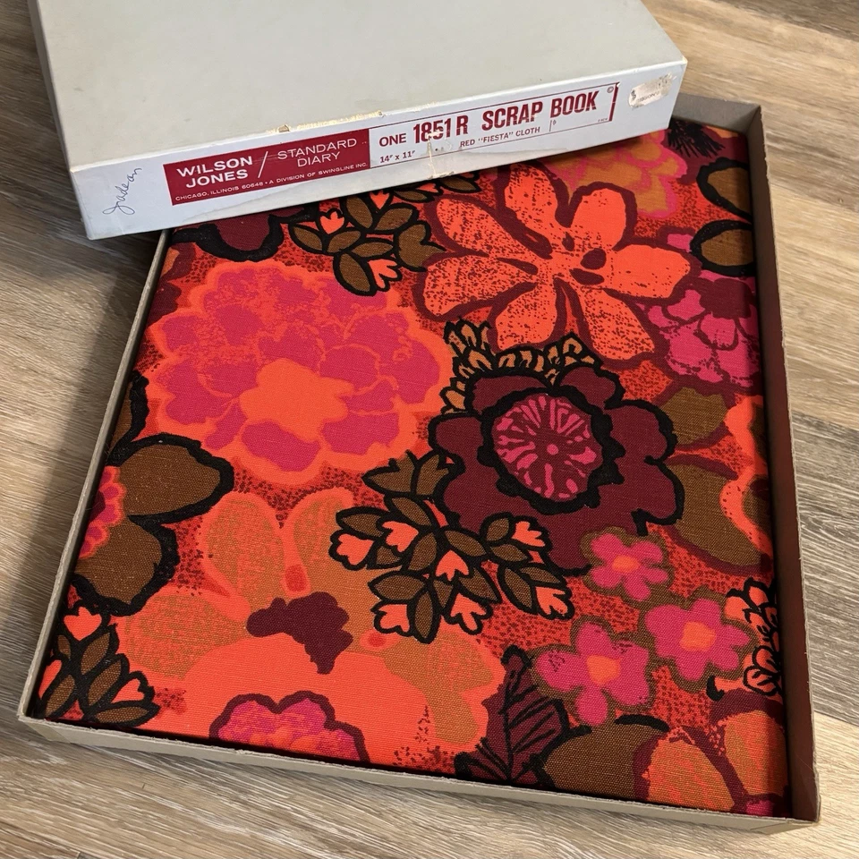 Новый в коробке винтажный 60-х ткани цветок питания фотоальбом Wilson Jones «Fiesta» розовый оранжевый - Изображение 2 из 4