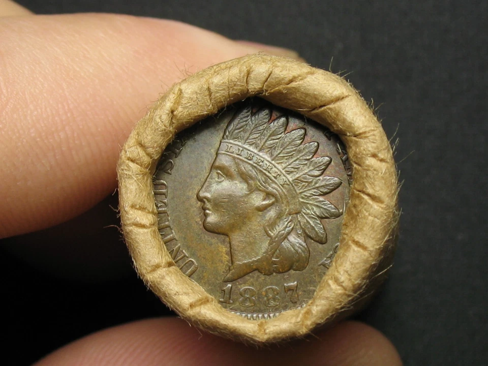 25 COIN ROLL SHOTGUN PENNY INDIAN HEAD CENT XF-AU 1800-1900's FULL LIBERTY LOT - Image 2 of 4