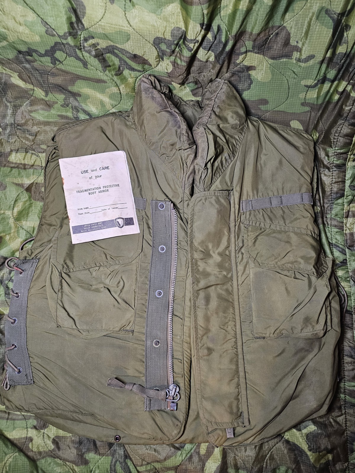 Vietnam M69 Medium Flak Vest w/ Booklet