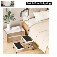 Bed Steps for High Beds for Adults, Heavy Duty Step Stool with Adjustable Han...