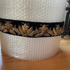 Vintage Zardozi Gold  Silver Metalic Embroidered Belt With Semi Precious Stones