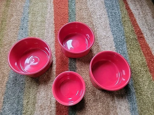 Fiestaware Square Bottom Bowls - Scarlet Red - Fiesta Soup Cereal Dip Set Of 4