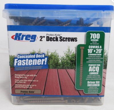 Kreg 2'' Deck Screws SDK-C2W-700 KTX Jig #8 Protec-Kote Steel x700