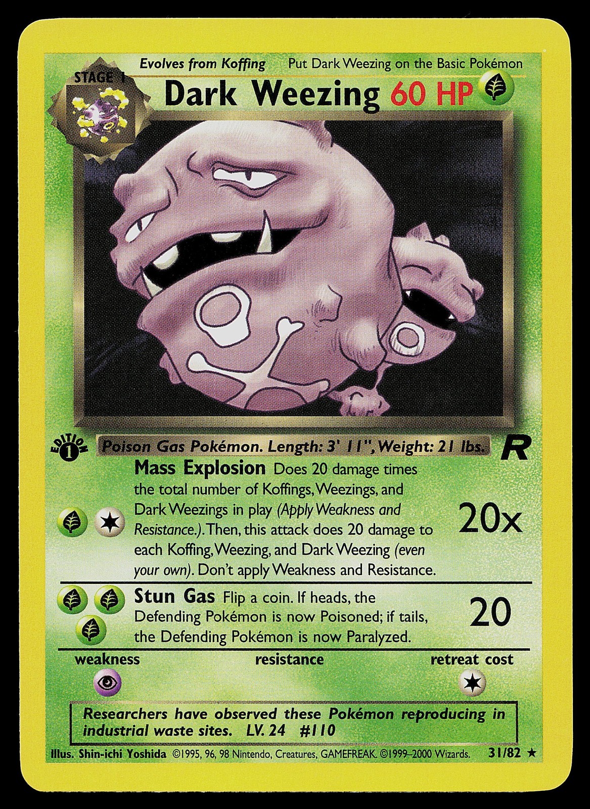 Pokemon Card - Dark Weezing Team Rocket 31/82 Rare 1st Edition