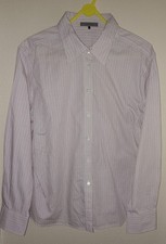 Jaeger Women's Blouse XL striped  Long Sleeve Collared 100% Cotton