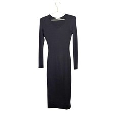 Marine Layer Lexi Black Ribbed Long Sleeve Midi Dress Women Size XS