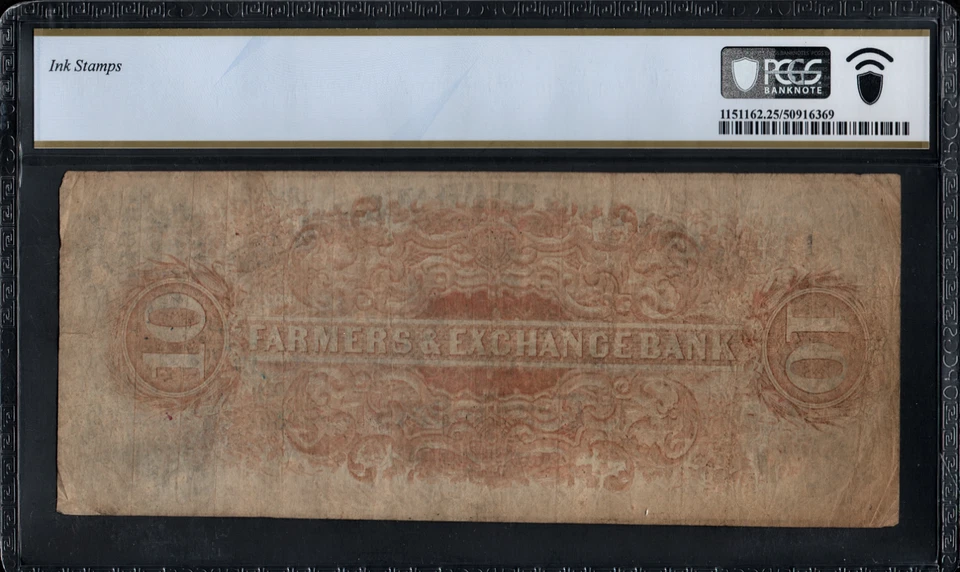 PCGS 25! 1853 FARMERS & EXCHANGE BANK OF CHARLESTON, SC $10 NOTE SHIP VINGETTE - Image 2 of 2