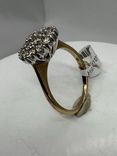 9ct Yellow Gold 1ct Natural Diamond Cluster Ring Size N 4.1gms - Picture 7 of 15