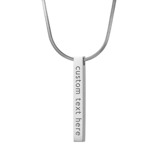 Personalized Stainless Steel Bar Pendant Necklace Custom Engraved Men Women Gift - Picture 7 of 18