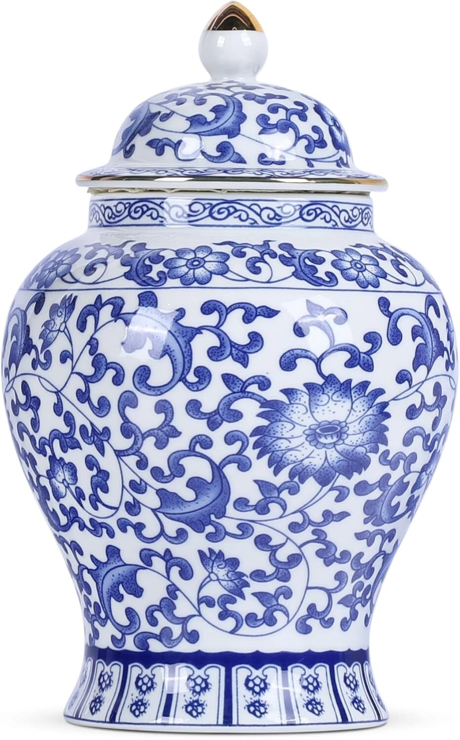 Chinese Ginger Jar with Lid Chinoiserie Antique Style,Home Decorative Retro Blue